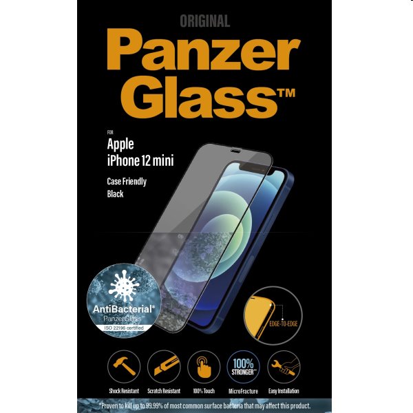 Temperált védőüveg PanzerGlass Case Friendly  Apple iPhone 12/12 Pro, fekete