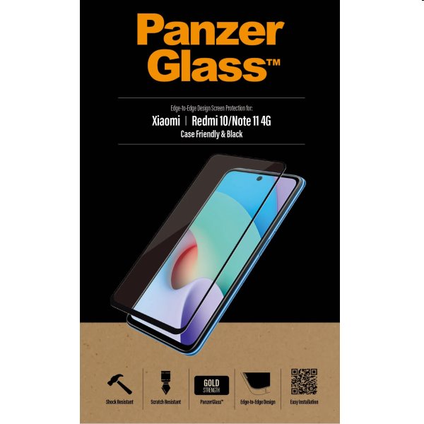 Temperált védőüveg PanzerGlass Case Friendly Xiaomi Redmi 10 számára, Fekete
