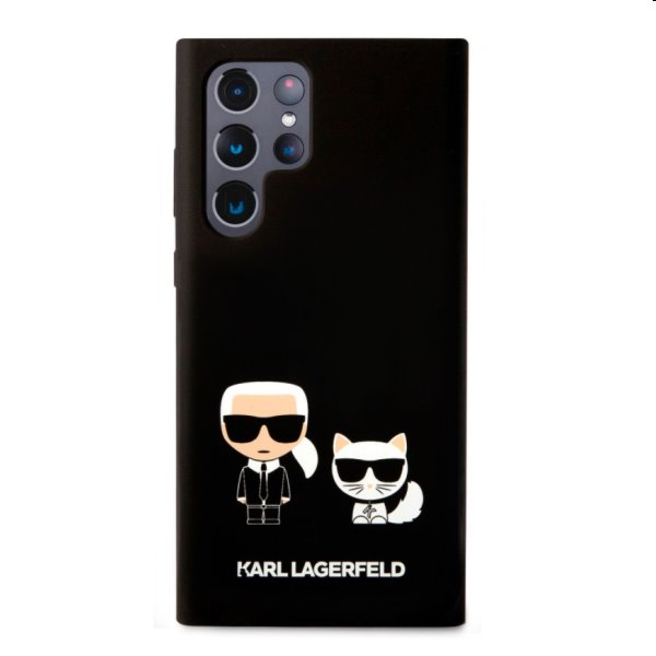 Tok Karl Lagerfeld and Choupette Liquid Silicone for Samsung Galaxy S22 Ultra, fekete