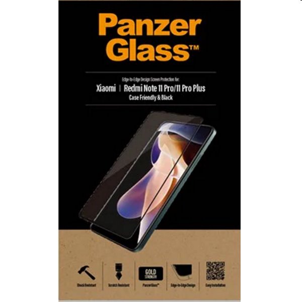 Temperált védőüveg PanzerGlass Case Friendly Xiaomi Redmi Note 11 Pro/11 Pro Plus számára, Fekete