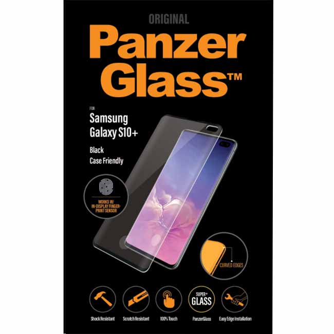 Temperált védőüveg PanzerGlass Case Friendly Samsung Galaxy S10+ - G975F, Fingerprint komp., fekete