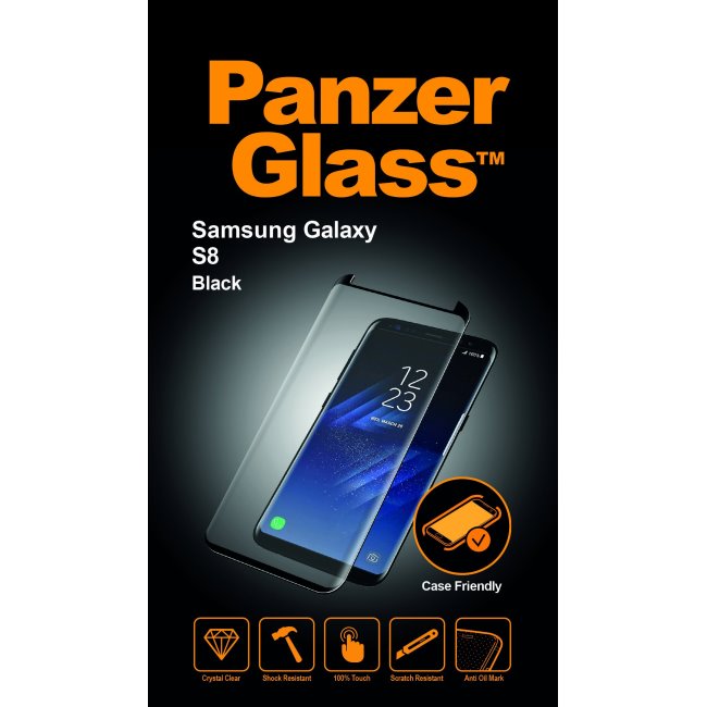 Temperált védőüveg PanzerGlass egész kijelzőre  Samsung Galaxy S8 - G950F, fekete