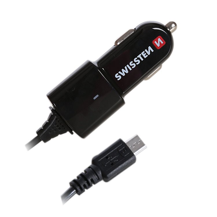 Autós töltő Swissten beépített Micro-USB kábellel Autós töltő Swissten beépített Micro-USB kábellel