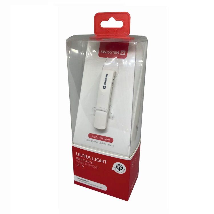 Bluetooth mono Fejhallgató Swissten UltraLight UL-9, fehér Bluetooth mono Fejhallgató Swissten UltraLight UL-9, fehér