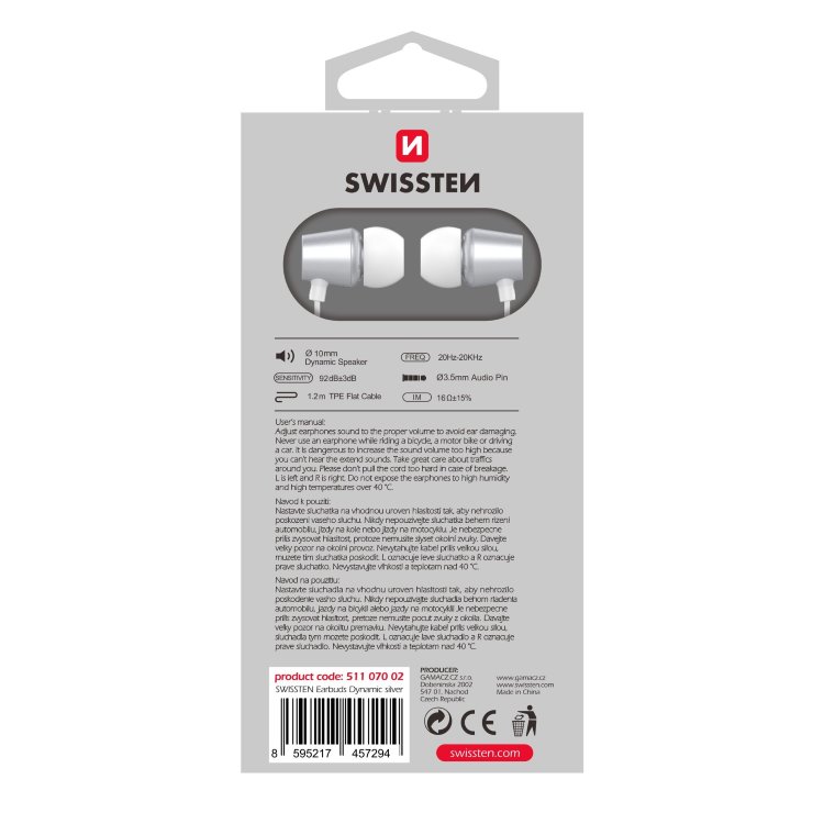 Fülhallgató Swissten Dynamic YS500, ezüst Fülhallgató Swissten Dynamic YS500, ezüst