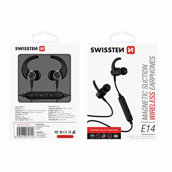 Bluetooth fejhallgató Swissten Active, fekete Bluetooth fejhallgató Swissten Active, fekete