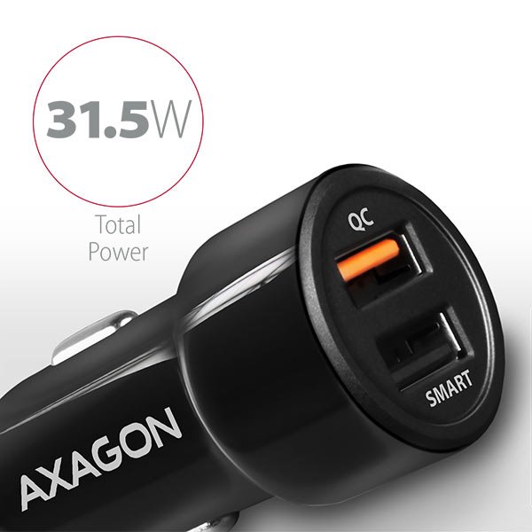 Autós töltő AXAGON PWC-QC5 QuickCharge 3.0 - 31W, Fekete