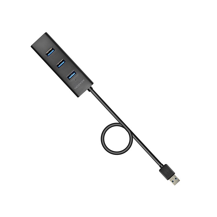 AXAGON HUE-S2BL 4x USB 3.0 hub gyorstöltés támogatással + hálózati adapter