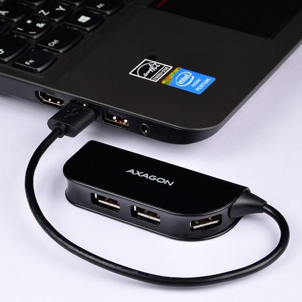 AXAGON HUE-X4 4x USB 2.0 Ready hub elosztó, Fekete