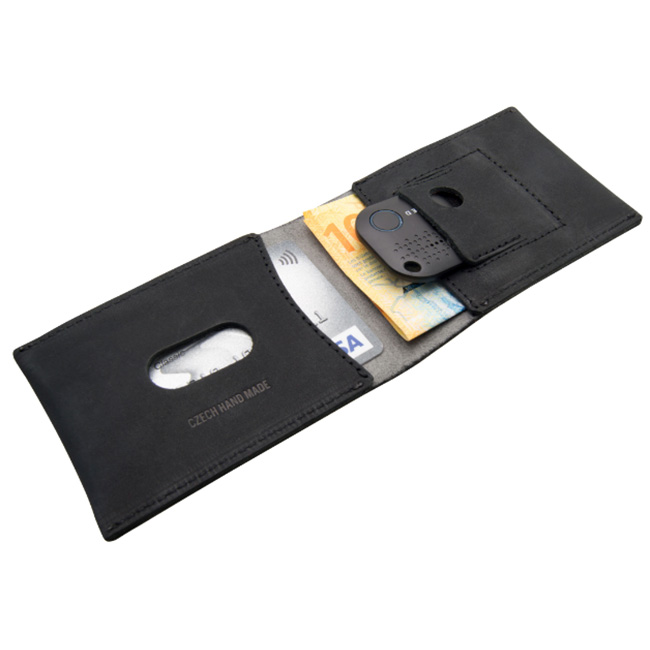 FIXED Smile Bőr pénztárca smart tracker és motion senzor funkciókkal, fekete