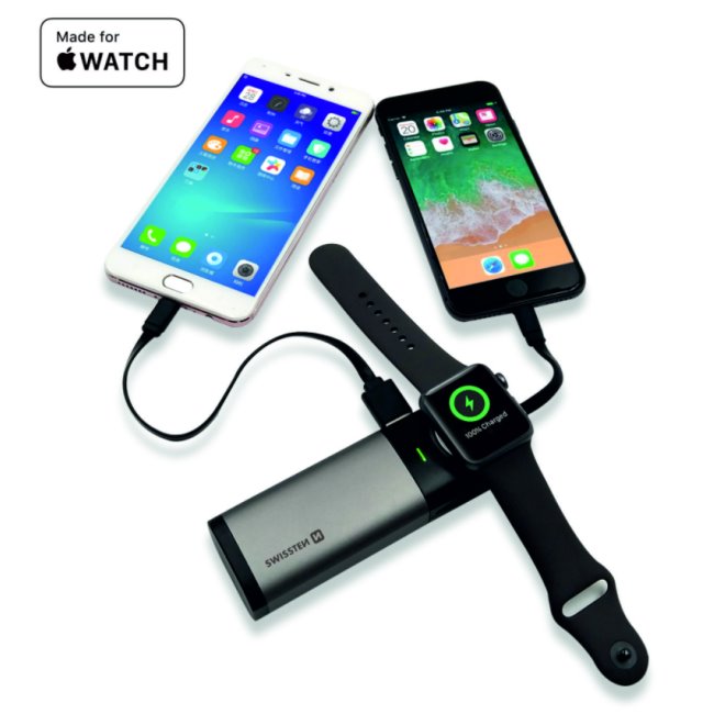 Swissten 2in1 Powerbank MFi Apple Watch számára, 6700 mAh