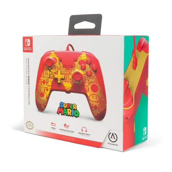 Vezetékes vezérlő PowerA Enhanced Nintendo Switch számára, Mario Gold M