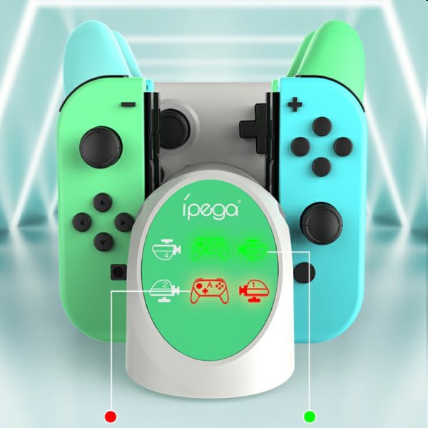 Töltőállomás iPega 9187  Nintendo Switch PRO Controller és Joy-con, white