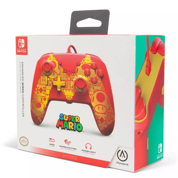 Vezetékes vezérlő PowerA Enhanced Nintendo Switch számára, Mario Gold M