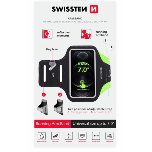 Sport Tok Swissten Armband 7", fekete