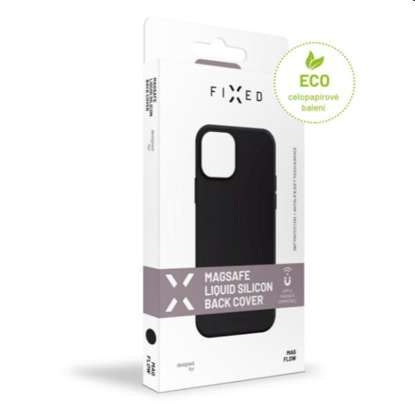 Szilikon tok FIXED MagFlow Magsafe támogatással for Apple iPhone 12/12 Pro, fekete Szilikon tok FIXED MagFlow Magsafe támogatással for Apple iPhone 12/12 Pro, fekete