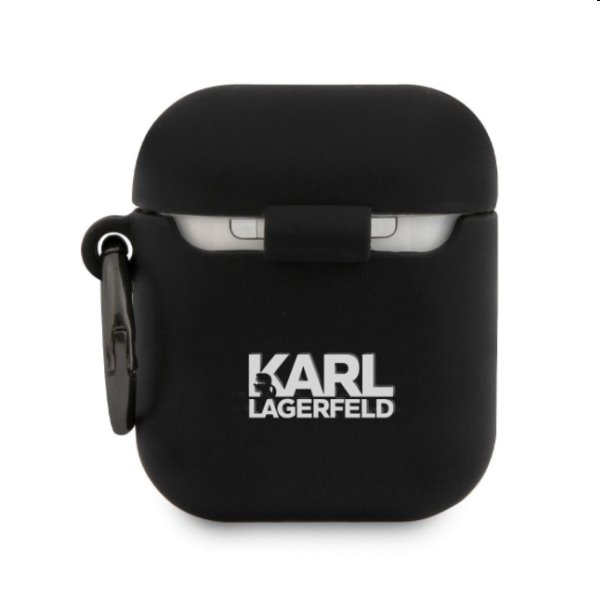 Karl Lagerfeld Rue St Guillaume szilikon tok for Apple AirPods 1/2, fekete Karl Lagerfeld Rue St Guillaume szilikon tok for Apple AirPods 1/2, fekete