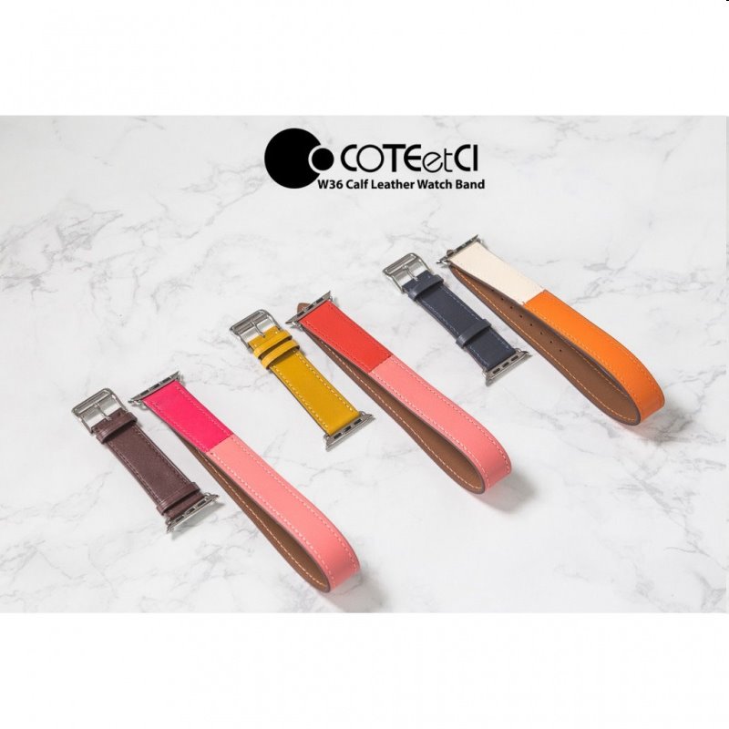 Óraszíj borjúbőr (hosszú) COTEetCI  Apple Watch 38/40/41mm, narancsságra/rózsaszín