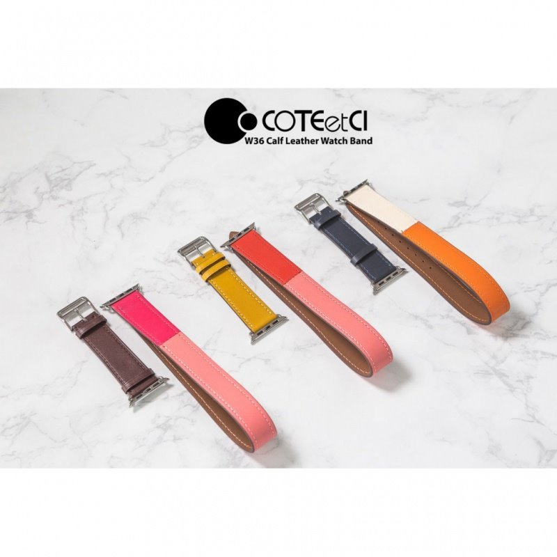 Óraszíj borjúbőr (dlhý) COTEetCI  Apple Watch 42/44/45mm, narancssárga/rózsaszín