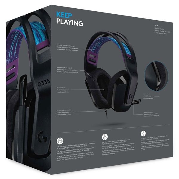 Logitech G335 - gamer fejhallgató, vezetékes 3,5mm - fekete Logitech G335 - gamer fejhallgató, vezetékes 3,5mm - fekete