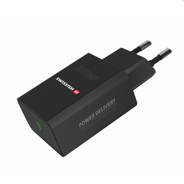 Töltő Swissten for iPhone és Samsung 25W, fekete, eco csomagolás Töltő Swissten for iPhone és Samsung 25W, fekete, eco csomagolás
