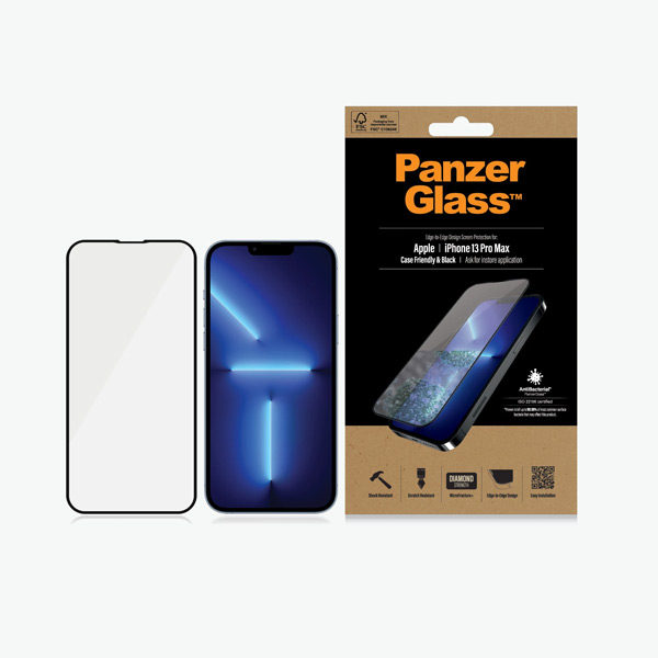Temperált védőüveg PanzerGlass Case Friendly  Apple iPhone 13 Pro Max, fekete