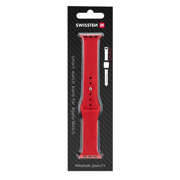 Swissten szilikon karpánt Apple Watch 42-44, piros Swissten szilikon karpánt Apple Watch 42-44, piros