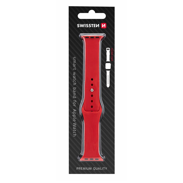 Swissten szilikon karpánt Apple Watch 42-44, piros Swissten szilikon karpánt Apple Watch 42-44, piros