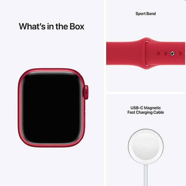 Apple Watch Series 7 GPS, 41mm (PRODUCT)RED Aluminium Tok (PRODUCT)RED Sportszíjjal - Regular