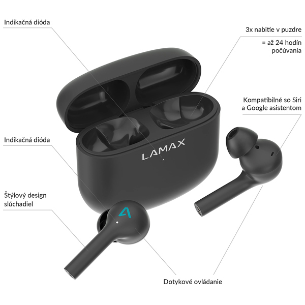 LAMAX Trims1 Vezeték nélküli fejhallgató, fekete