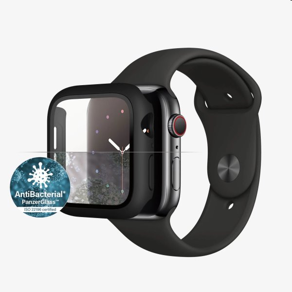 Temperált védőüveg tokkal PanzerGlass for Apple Watch SE/6/5/4 44 mm, Fekete