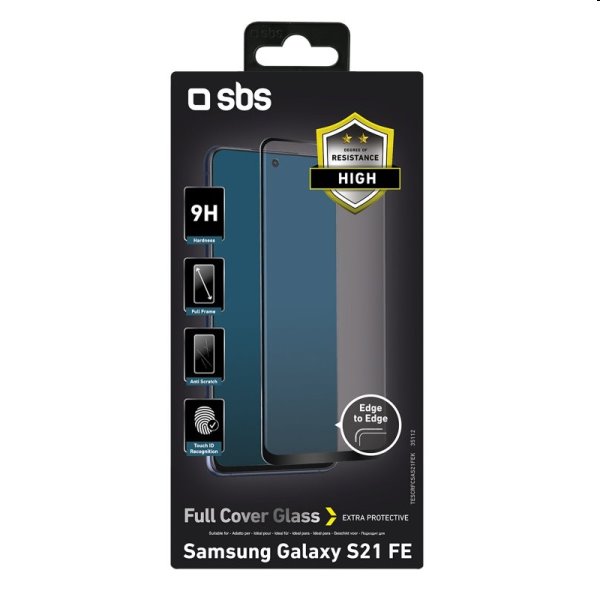Edzett üveg SBS Full Cover for Samsung Galaxy S21 FE, fekete Edzett üveg SBS Full Cover for Samsung Galaxy S21 FE, fekete