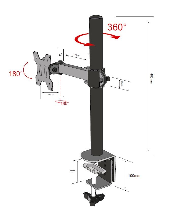 TB Touch asztali monitortartó TB-MO1, 10 - 27" (10 kg), fekete