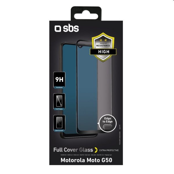 Edzett üveg SBS Full Cover  Motorola Moto G50 5G/G50/E7, fekete