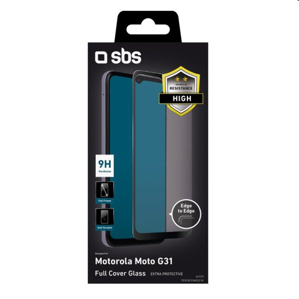 Edzett üveg SBS Full Cover for Motorola Moto G31, fekete