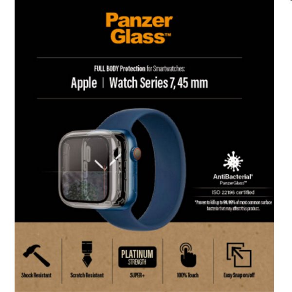 PanzerGlass temperált védőüveg Apple Watch 7 45 mm számára, fekete