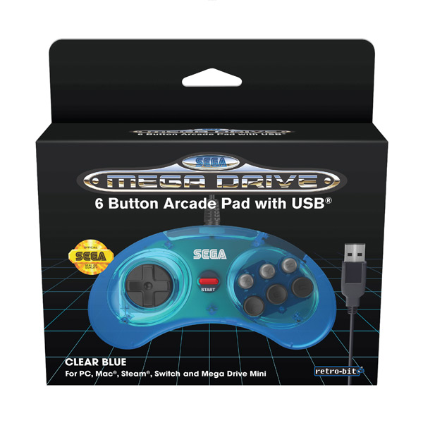 Retro-Bit SEGA MD 6-button Pad USB, kék