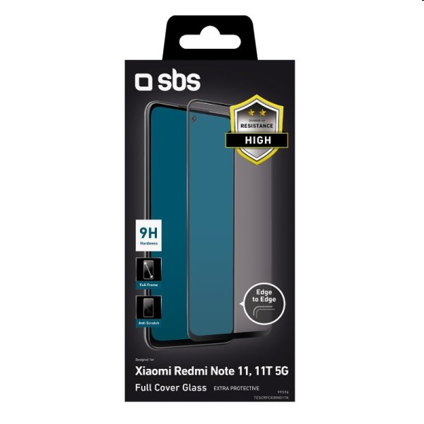 Edzett üveg SBS Full Cover for Xiaomi Redmi Note 11/Note 11T 5G, fekete
