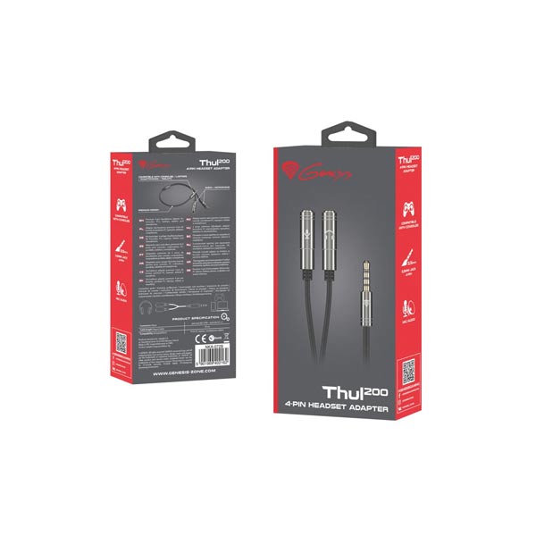 Genesis Thul 200 Prémium 4-PIN fülhallgató adapter Genesis Thul 200 Prémium 4-PIN fülhallgató adapter