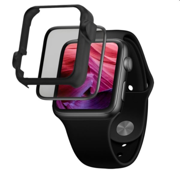 FIXED 3D Edzett védőüveg aplikátorral for Apple Watch 40 mm, fekete