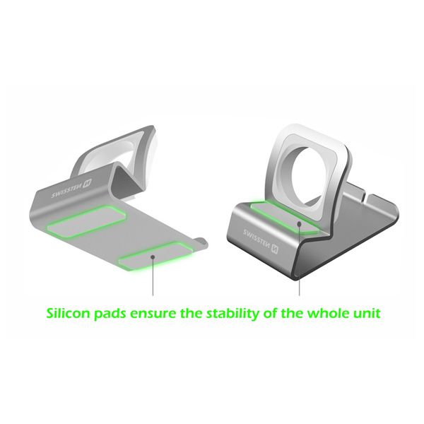 Swissten alumínium tartó Apple watch-hoz, szürke Swissten alumínium tartó Apple watch-hoz, szürke