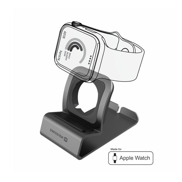 Swissten alumínium tartó Apple watch-hoz, szürke Swissten alumínium tartó Apple watch-hoz, szürke