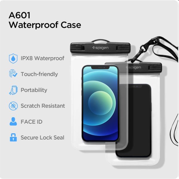 Spigen Velo A601 univerzális vízálló puzdro okostelefonhoz, 2 darab, clear