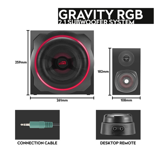 Speedlink Gravity RGB 2.1 mélynyomó rendszer, Fekete