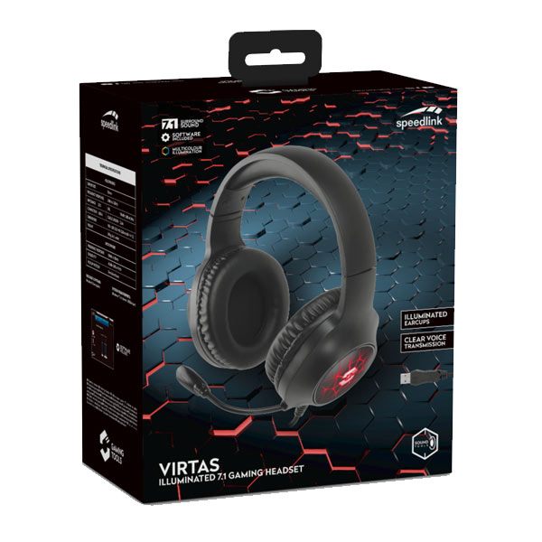 Speedlink Virtas Illuminated 7.1 Játékos Fülhallgató, Fekete Speedlink Virtas Illuminated 7.1 Játékos Fülhallgató, Fekete