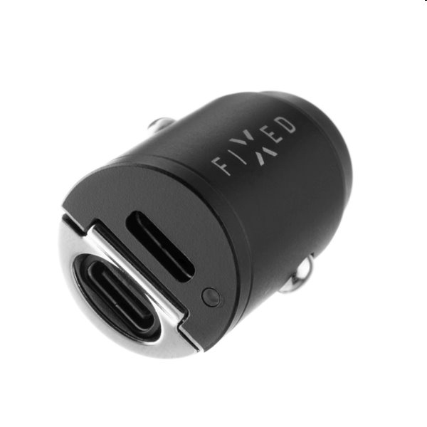 FIXED Autós töltő 2xUSB-C, PD, 30 W, fekete FIXED Autós töltő 2xUSB-C, PD, 30 W, fekete