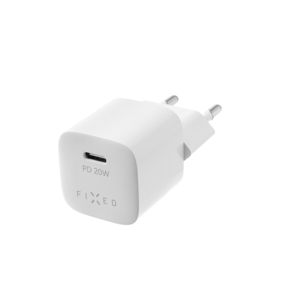 FIXED Mini töltő töltőszett USB-C kimenet és USB-C/Lightning, PD, MFI, 1 m, 20W, fehér