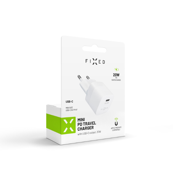 FIXED Mini töltő töltő USB-C kimenet és PD támogatás, 20W, fehér FIXED Mini töltő töltő USB-C kimenet és PD támogatás, 20W, fehér