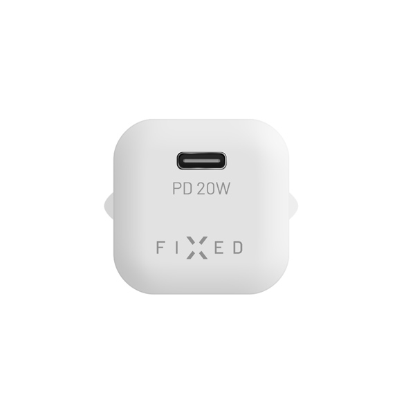 FIXED Mini töltő töltő USB-C kimenet és PD támogatás, 20W, fehér