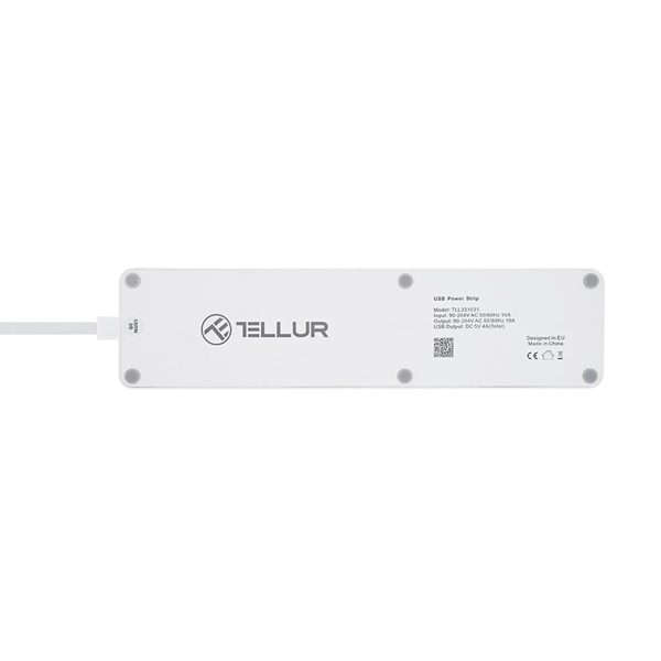 Tellur WiFi Smart Power Strip, 3x Aljzat, 4x USB 4A, fehér
